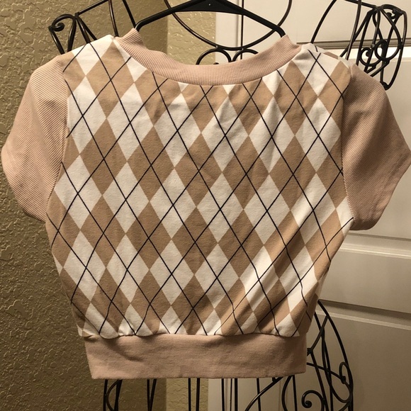 SHEIN Women’s/Girls Argyle Crop Tops (2) XS NWOT - Picture 6 of 6
